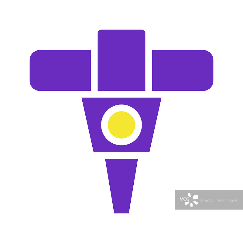 时尚的紫色和黄色调的电锤图标图片素材