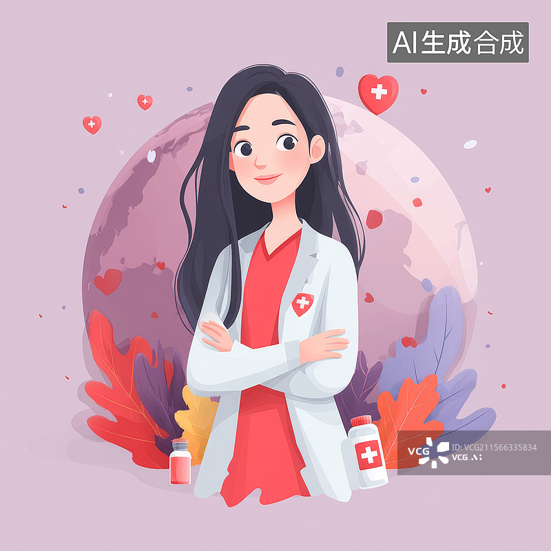 【AI数字艺术】全球医疗专业人士卡通形象图片素材