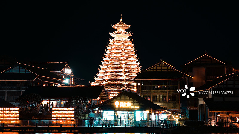 南宁相思小镇夜景图片素材