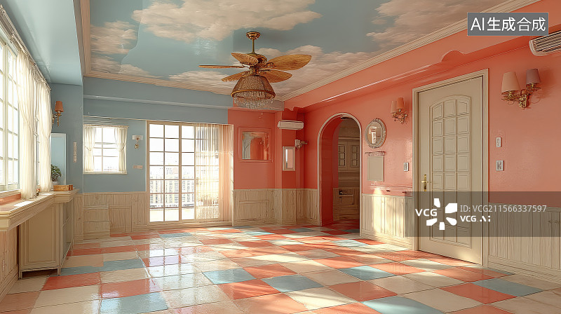 【AI数字艺术】粉彩房间图片素材