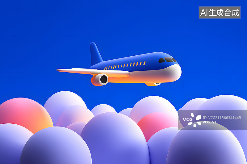 【AI数字艺术】航天飞行与蓝天白云场景图图片素材