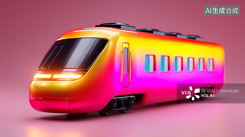 【AI数字艺术】快速行驶的高铁列车插画图片素材
