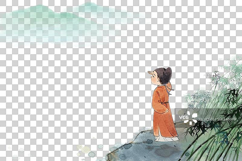 诗人古代人登高望远元素图片素材