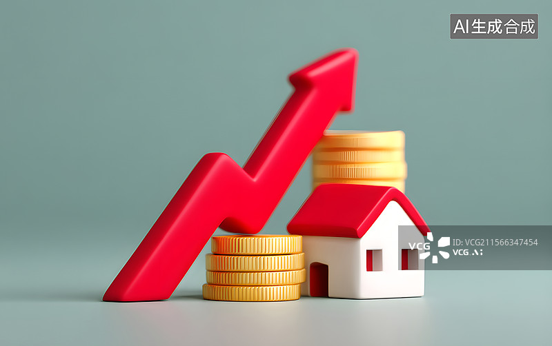 【AI数字艺术】房地产房价调控的金融插图图片素材