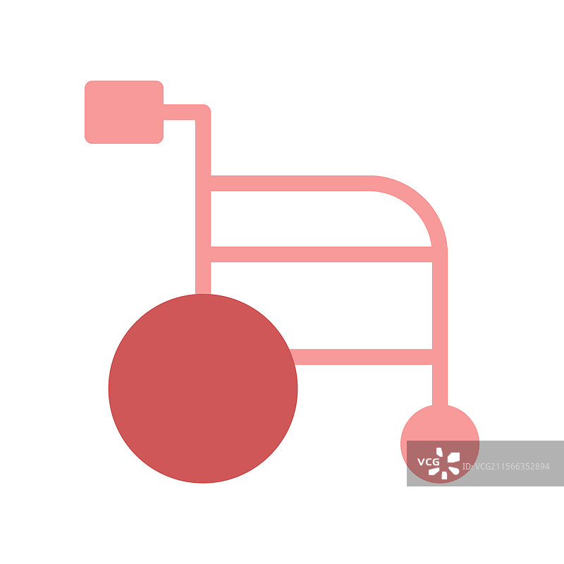 简约的粉色轮椅图标，背景为白色图片素材