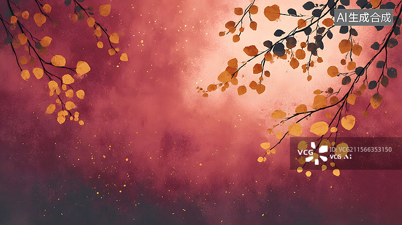 【AI数字艺术】落叶 秋天 背景图片素材