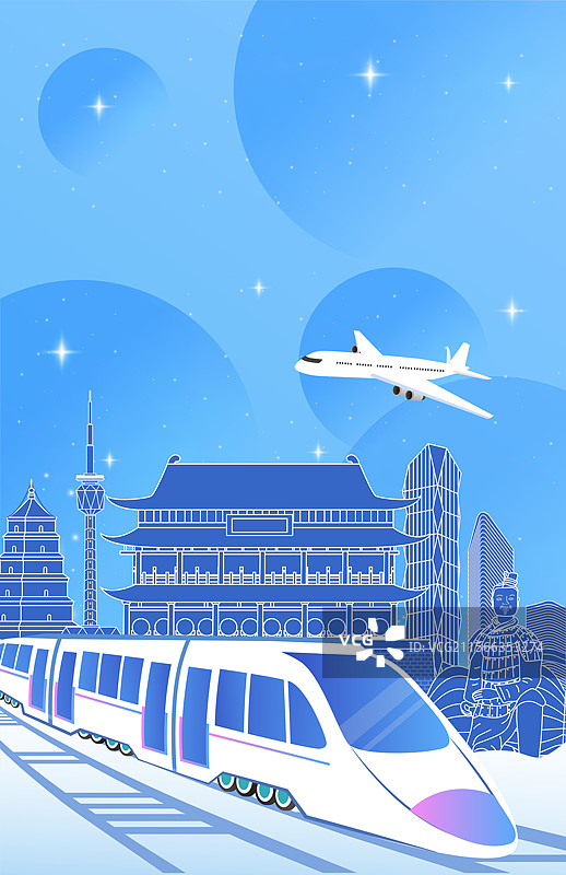 西安旅游假期休假出行国内游高铁出行春运高速列车图片素材