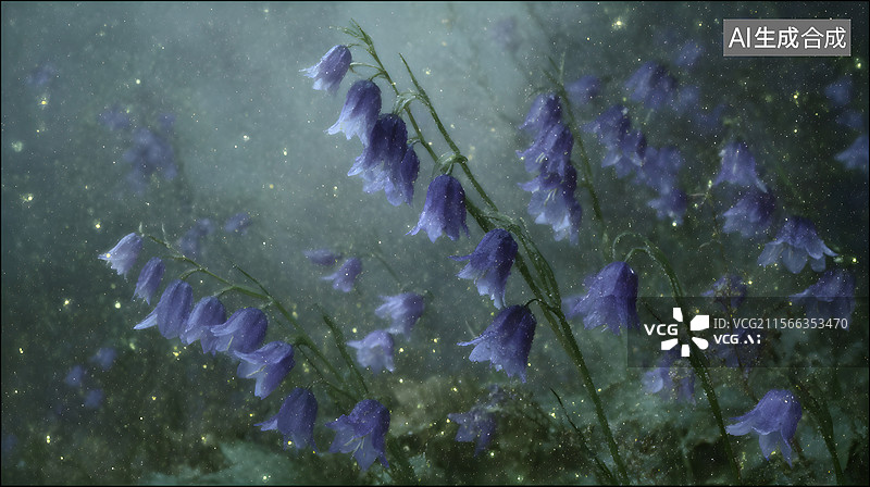 【AI数字艺术】风铃草 花朵 油画图片素材