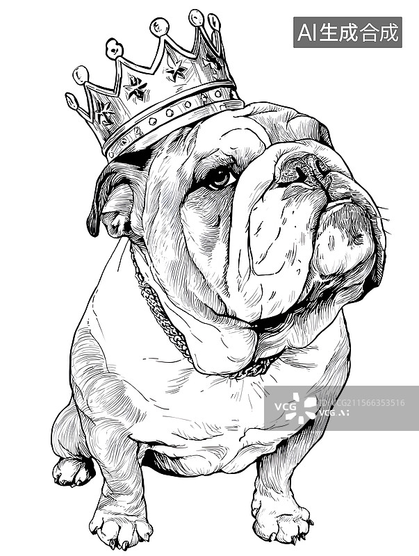 【AI数字艺术】快乐的狗，皇冠，国王图片素材