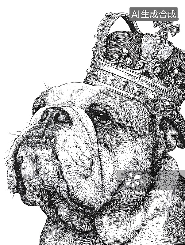 【AI数字艺术】快乐的狗，皇冠，国王图片素材