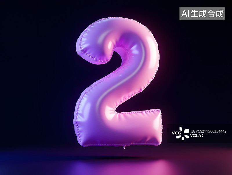 【AI数字艺术】3d渲染数字2的倒计时概念插画图片素材
