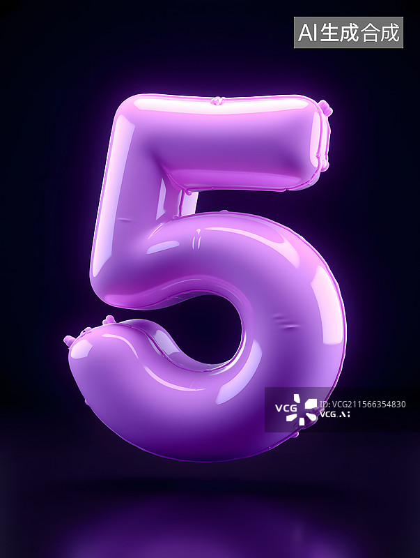 【AI数字艺术】3d渲染数字5的倒计时概念插画图片素材