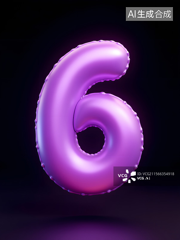 【AI数字艺术】3d渲染数字6的倒计时概念插画图片素材