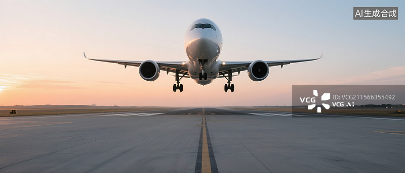 【AI数字艺术】飞机跑道降落图片素材