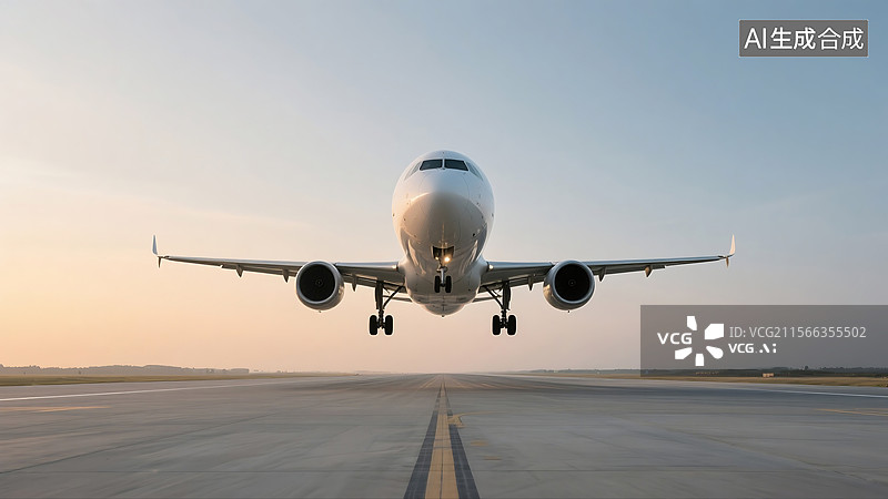 【AI数字艺术】飞机跑道降落图片素材