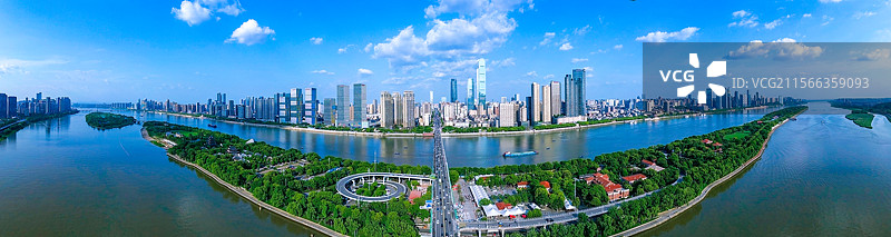 长沙橘子洲大桥全景航拍图片素材