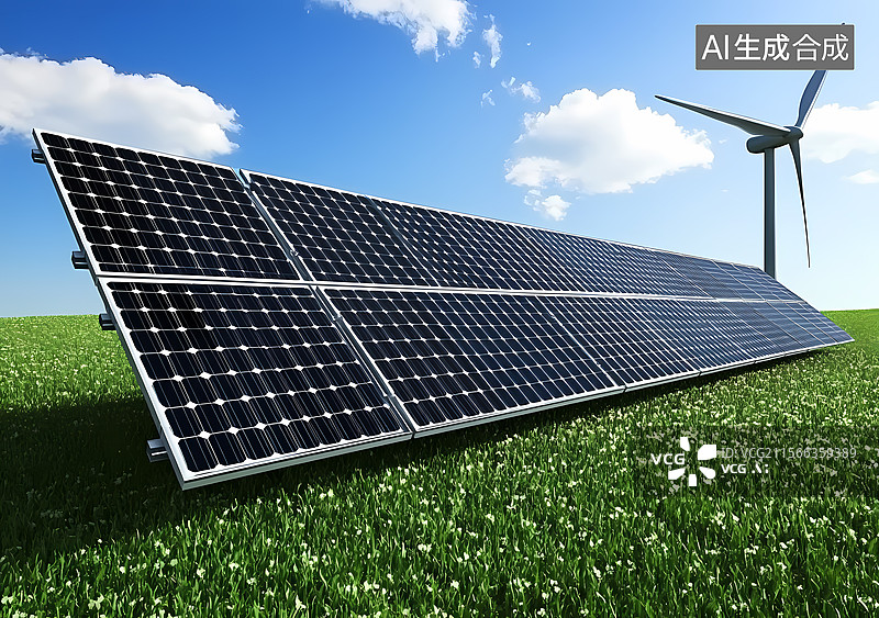 【AI数字艺术】可持续能源：太阳能和风能图片素材