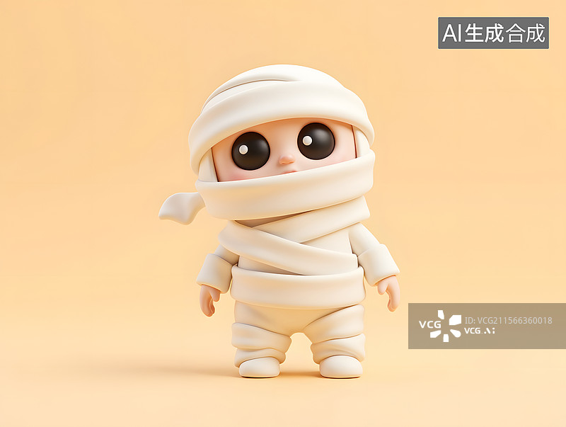 【AI数字艺术】万圣节的可爱木乃伊3D插画图片素材