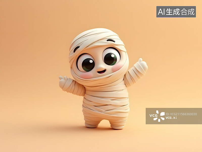 【AI数字艺术】万圣节的可爱木乃伊3D插画图片素材