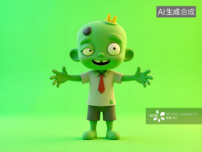 【AI数字艺术】万圣节的可爱怪物3D插画图片素材