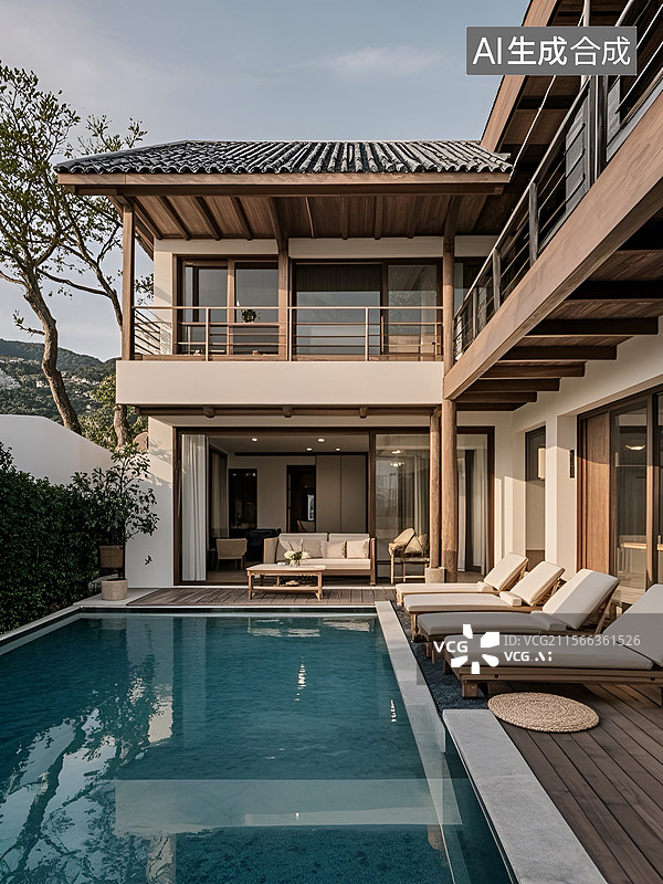 【AI数字艺术】温馨的现代民宿图片素材