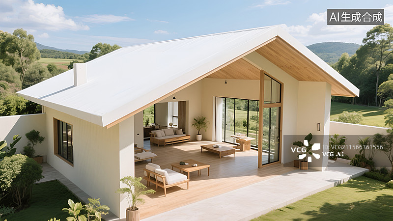 【AI数字艺术】温馨的现代民宿图片素材