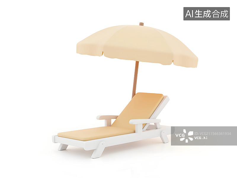 【AI数字艺术】卡通风格的沙滩椅3D渲染图片素材