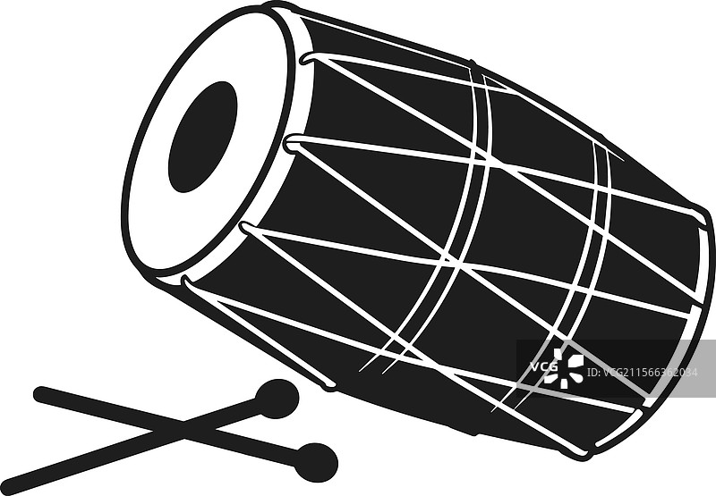 传统的黑色大鼓与鼓槌图片素材