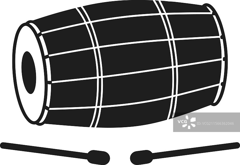 鼓槌与鼓的轮廓剪影图片素材