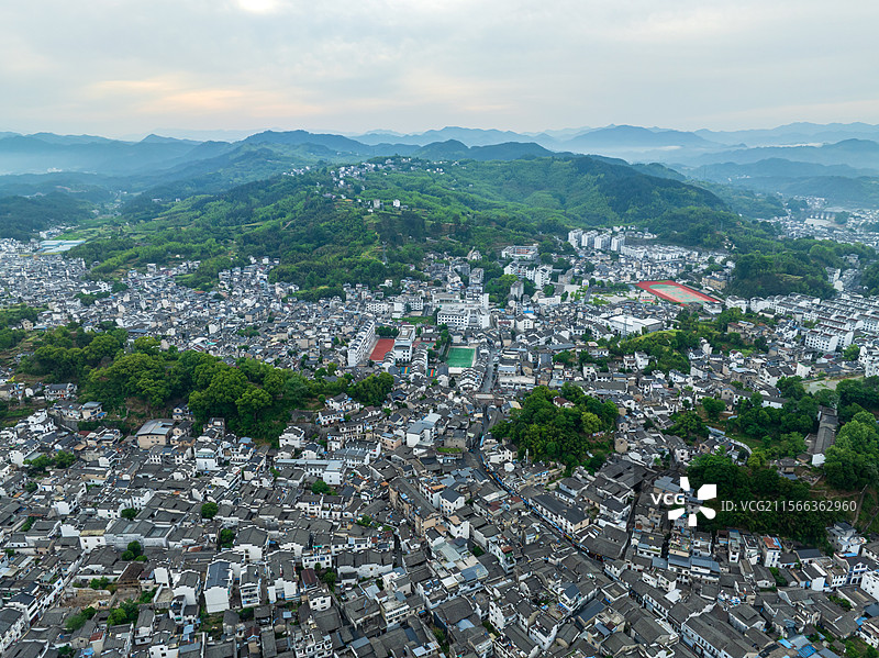 安徽省黄山市歙县徽州古城航拍风光图片素材