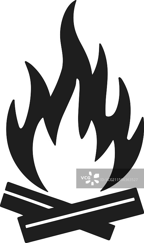 篝火剪影图标 - 篝火和木柴图片素材