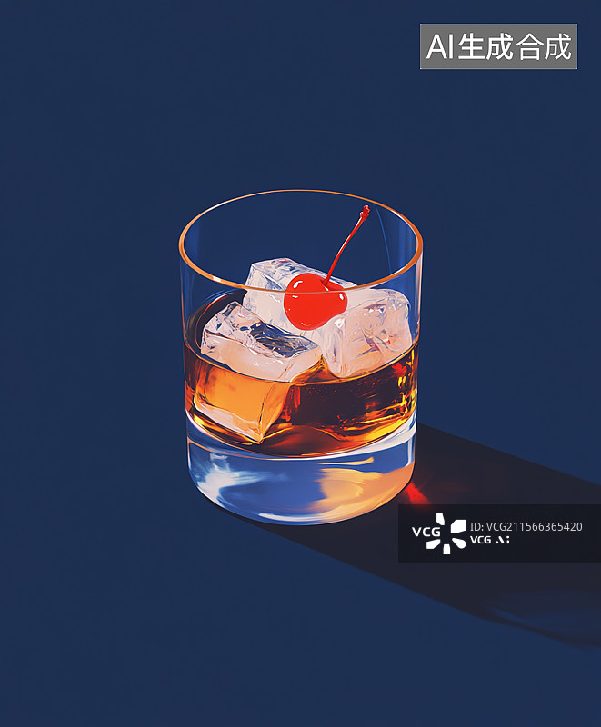 【AI数字艺术】复古色调的威士忌酒杯图片素材