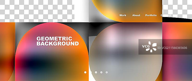 几何抽象玻璃效果，带有圆形和图片素材