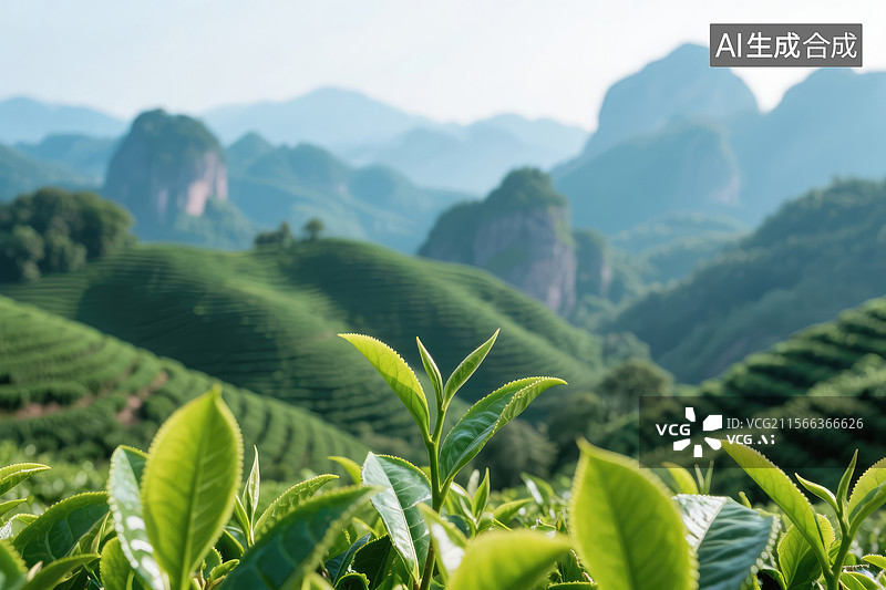 【AI数字艺术】壮丽的茶园风光图片素材