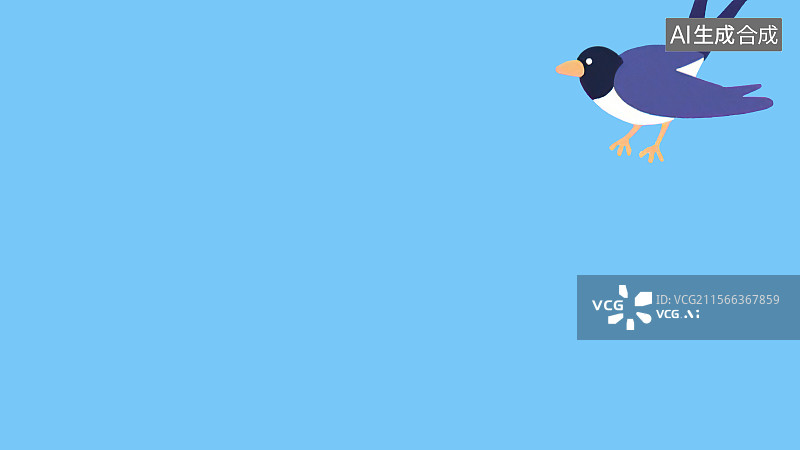 【AI数字艺术】2D卡通右上背景趣味扁平元素，喜鹊飞鸟卡通装饰画印花图案花边边框 七夕节中国传统节日设计素材手绘插画图片素材