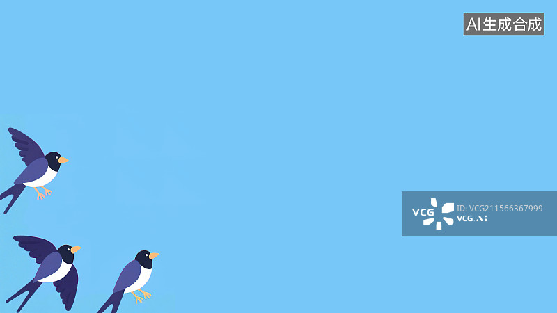 【AI数字艺术】2D卡通左下背景趣味扁平元素，喜鹊飞鸟卡通装饰画印花图案花边边框 七夕节中国传统节日设计素材手绘插画图片素材