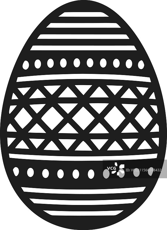 复杂的黑色装饰复活节彩蛋剪影图片素材