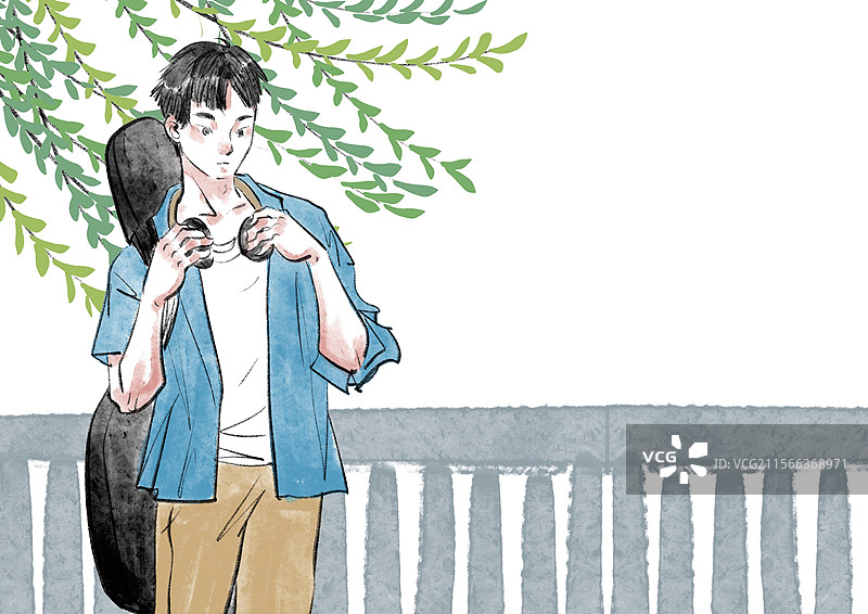 青春男大插画图片素材