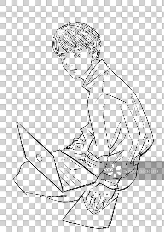 青春男大插画元素图片素材