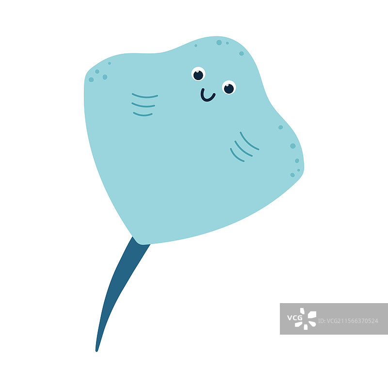 可爱的黄貂鱼角色，萌萌的海洋动物图片素材