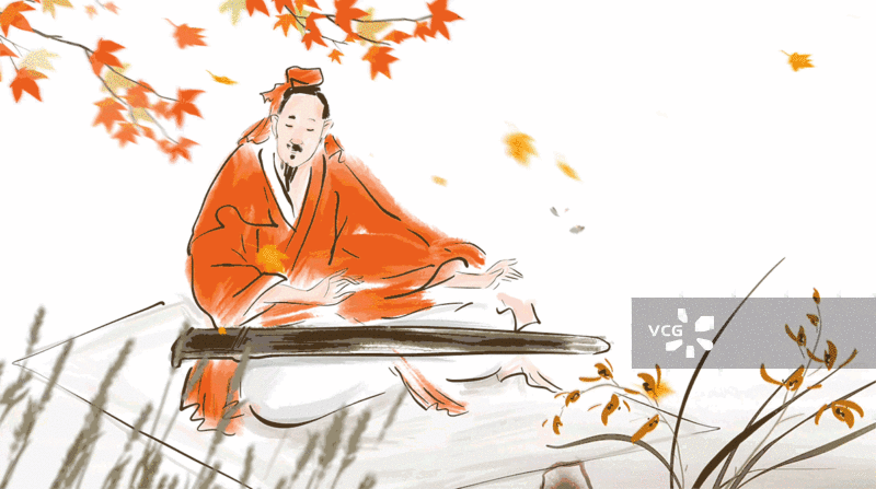 古琴 音乐 古代 人物 图画书 动画图片素材