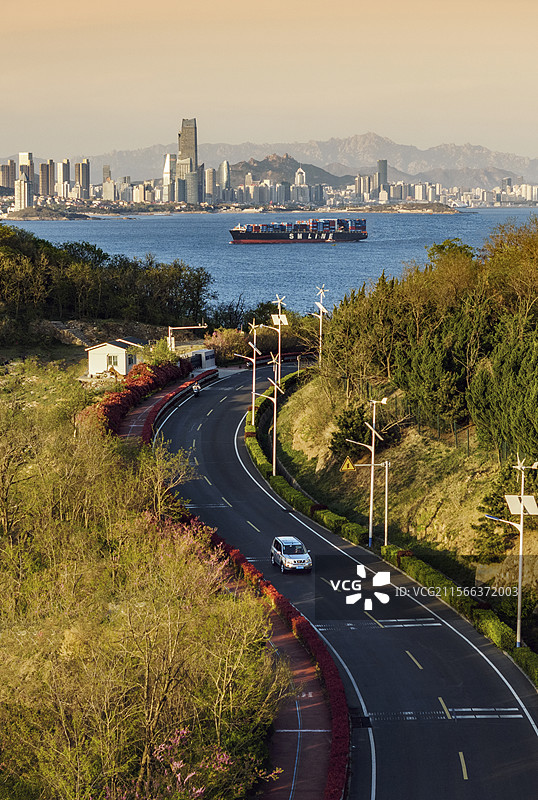 青岛九龙山路航拍图片素材