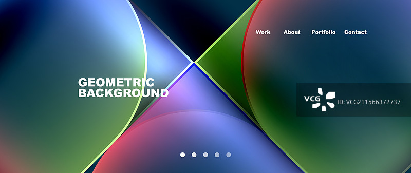 几何抽象玻璃效果，带有圆形和图片素材