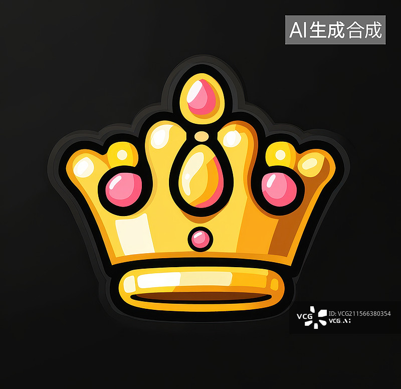 【AI数字艺术】立体质感金色可爱华贵的国王女王皇冠王冠图片素材
