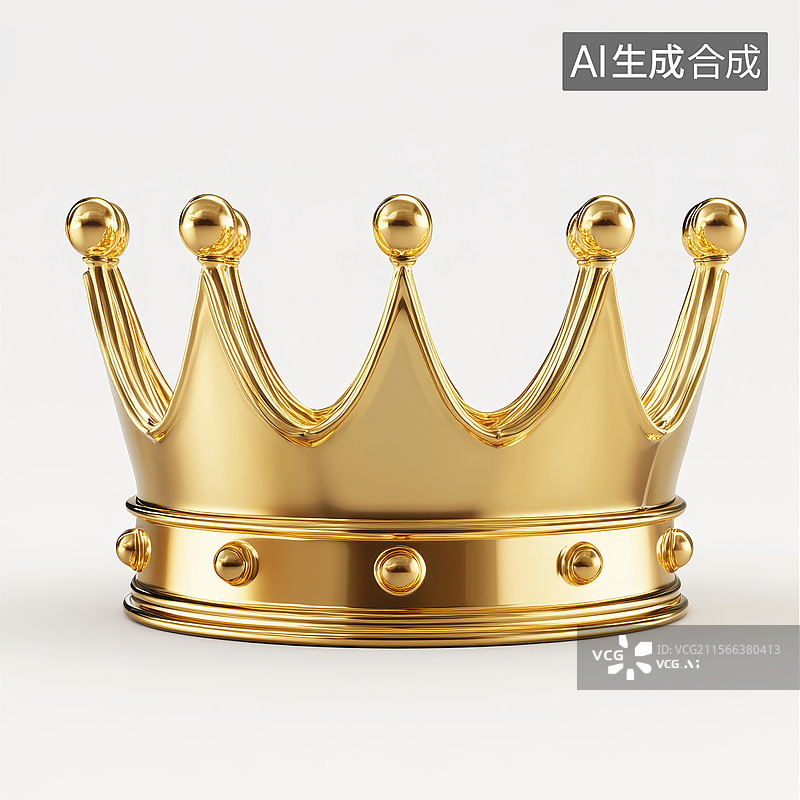 【AI数字艺术】立体质感金色可爱华贵的国王女王皇冠王冠图片素材