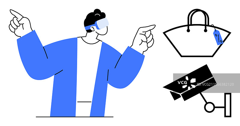 虚拟现实购物者与数字互动图片素材