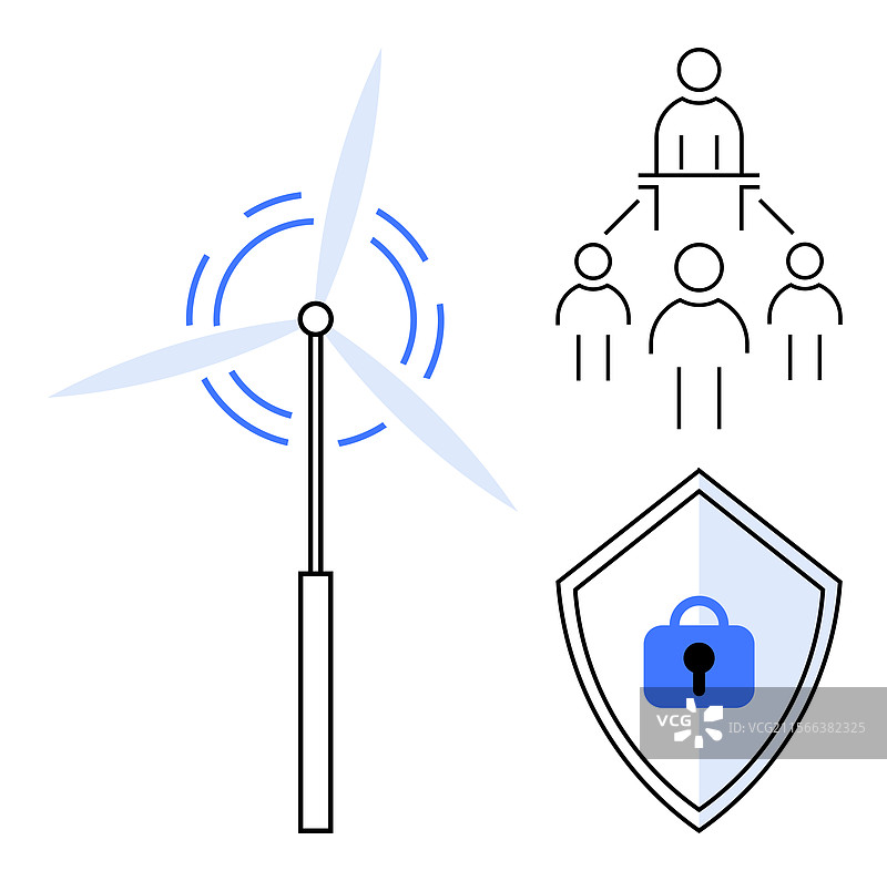 风力涡轮机与商业层级和数据图片素材