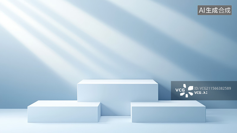【AI数字艺术】3D渲染矩形底座光影产品展台背景图片素材