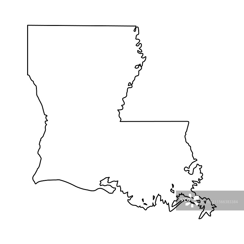 简约的路易斯安那州轮廓地图图片素材