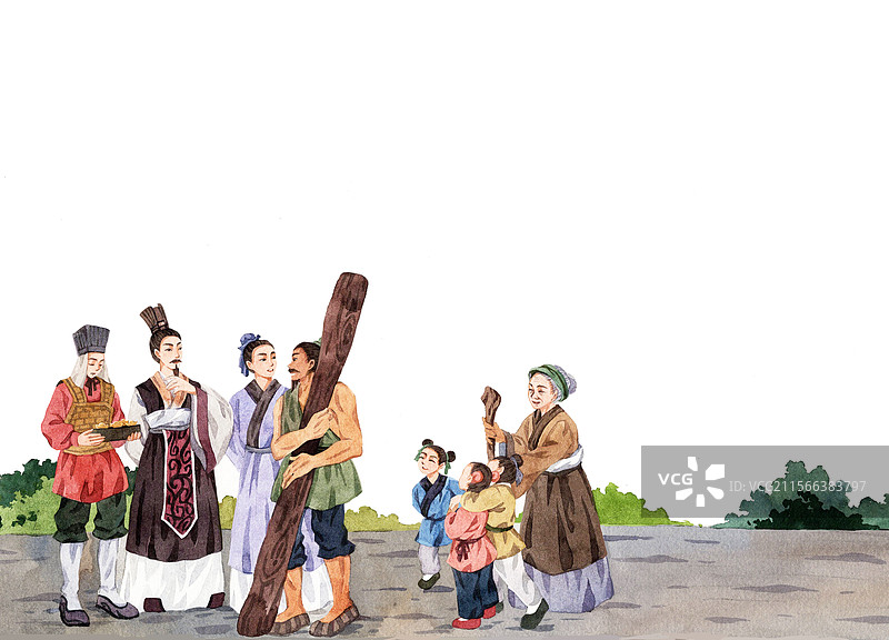 商鞅在城门外立木为信图片素材